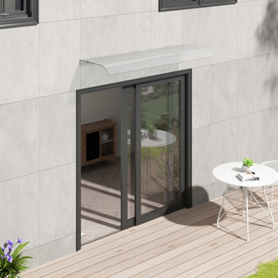 GGNEBAI Door Awning 32x48 Inch – Solid Polycarbonate Cover With Aluminum Bracket, Rain & UV Protection For Porch, Patio, Deck Entryway 1 thumbnail image