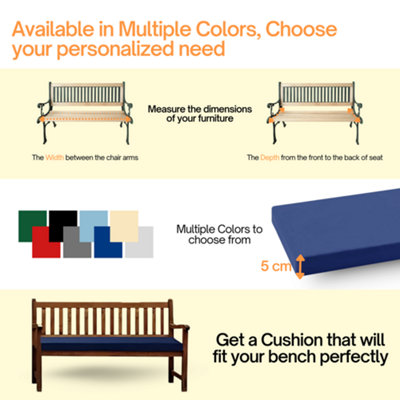 Waterproof Garden Bench Cushion Green 4 Seater Outdoor Patio Seat Pad