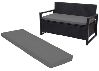 Waterproof Garden Bench Cushion Grey 3 Seater Outdoor Patio Seat Pad