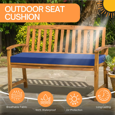 Waterproof Garden Bench Cushion Grey 3 Seater Outdoor Patio Seat Pad
