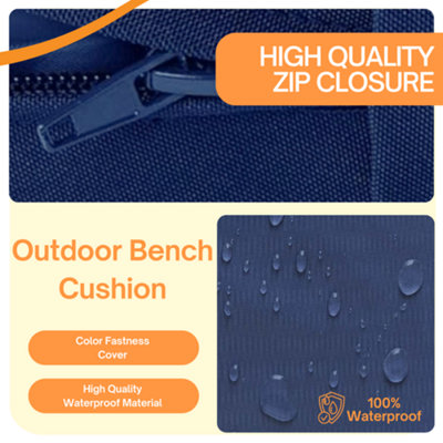 Waterproof Garden Bench Cushion Navy 3 Seater Outdoor Patio Seat Pad