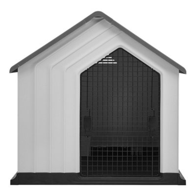 Waterproof Grey Housetop Plastic Large Dog House Dog Kennel Dog Crate with Lock Door 980x960x950cm - 4