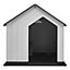 Waterproof Grey Housetop  Plastic Large Dog House Dog Kennel with Door 98x96x95cm