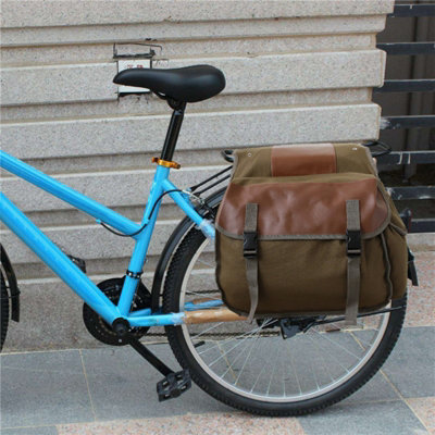 Waterproof Large Capacity Saddle Bag for Motorcycles-Canvas Panniers&Tool Pouch in Green