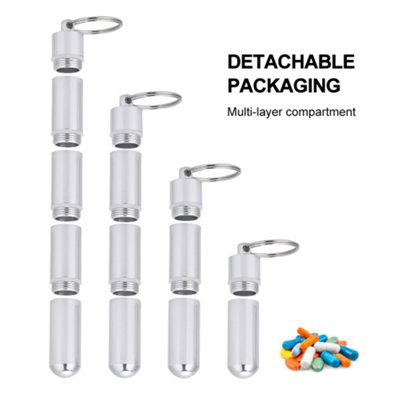 Waterproof Mini Portable Pill Box with Keychain - Includes 5 Cases for Medication Storage