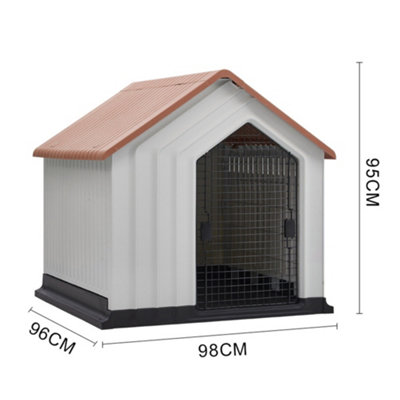 Waterproof Orange Housetop  Plastic Large Dog House Dog Kennel with Door 98x96x95cm
