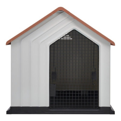 Waterproof Orange Housetop  Plastic Large Dog House Dog Kennel with Door 98x96x95cm - 3