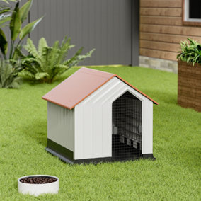 Waterproof Orange Housetop  Plastic Small Dog House Dog Kennel with Door 62x61x60cm