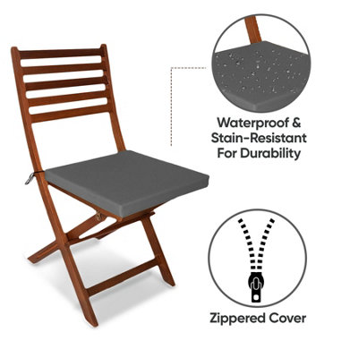 Waterproof Outdoor Fabrics Chairpad 40 x 40 x 4CM - DARK GREY - 7