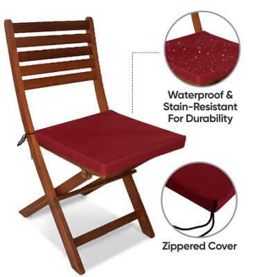 Waterproof Outdoor Fabrics Chairpad 50 x 44 x 4CM - DARK RED - 4