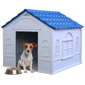 Waterproof Plastic Dog Kennel (82 x 99 x 99 cm) - Large Indoor Dog Shelter with Air Vents - Dog House Outdoor for All Weather
