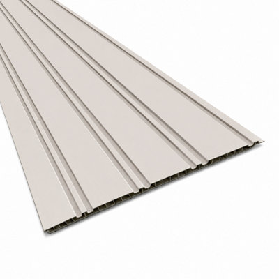 Waterproof PVC Wall Panels In Light Grey 30 X 240CM 8 Pack Decorative ...