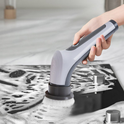 Waterproof Retractable Cordless Electric Cleaning Brush Scrubber with 6 Replaceable Brush Heads