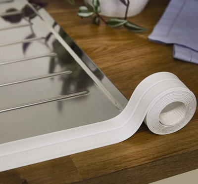 Waterproof Sealing Tape - Impermeable Watertight PVC Seal for Sinks, Showers, Windows, Skirting Boards, Counter Tops - 38mm x 3.2m