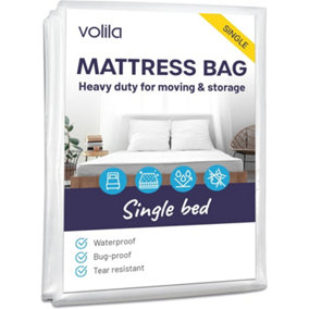 Waterproof Single Mattress Bag Heavy Duty 225 x 120 x 30cm (92.5gms) Reusable Mattress Bags for Moving and Storage