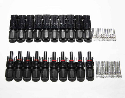 Waterproof Solar Panel Connection Plugs MC4 Pair, Pack of 10