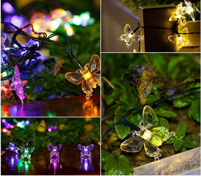 Waterproof Solar Powered Butterfly Fairy String Light in White 4.5 Meters 20 LED