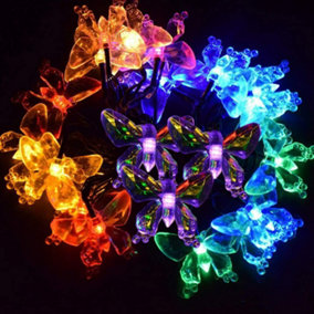 Waterproof Solar Powered Butterfly Fairy String Light in White 7 Meters 50 LED