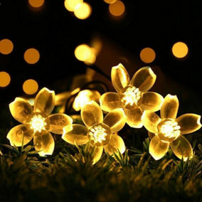 Waterproof Solar Powered Flower Fairy String Light in Warm White 7 Meters 50 LED