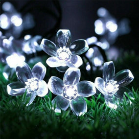 Waterproof Solar Powered Flower Fairy String Light in White 7 Meters 50 LED