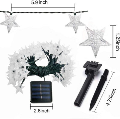 Waterproof Solar Powered Star Fairy String Light in Warm White 10 Meters 60 LED
