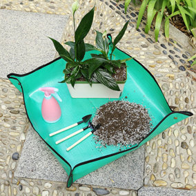 Waterproof Square Thickened Plant Repotting Mats Green 100 x 100cm Set of 2