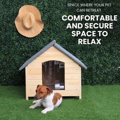 Waterproof Wooden Dog Kennel Outdoor 61x53x73cm Small Medium Outdoor Dog House with Elevated Floor PVC