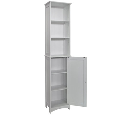 Watsons American Cottage  Tall Bathroom Storage Cupboard With Display Shelves  White