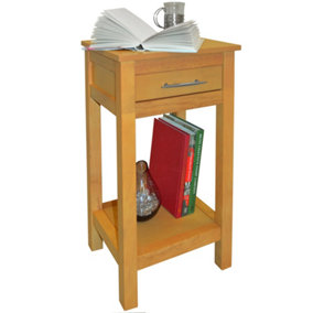 Watsons Aspen  Solid Wood Storage Telephone  End  Bedside Table With Drawer  Light Wood