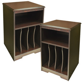 Watsons Audio  Pack Of Two  Storage Side End  Bedside Table With Cubbies  Walnut