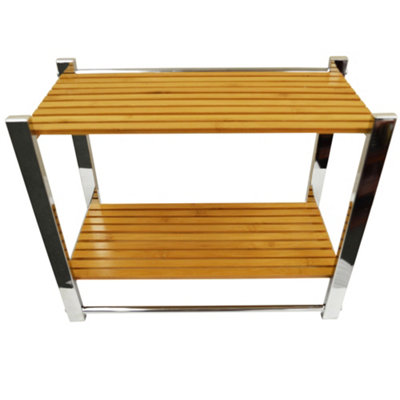 Watsons Bathroom Wall 2 Tier Storage Shelf  Towel Rail  Silver  Natural