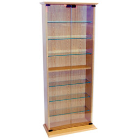 Watsons Boston 116 Dvds 316 Cd Book Storage Shelves Glass Collectable Display Cabinet Beech