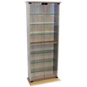 Watsons Boston 116 Dvds 344 Cd Book Storage Shelves Glass Collectable Display Cabinet Oak