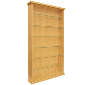Watsons Collectors Wall Display Cabinet With Six Glass Shelves Beech