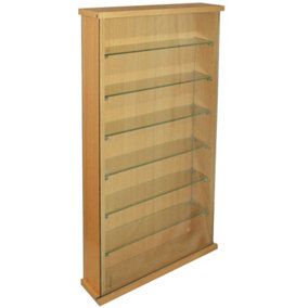 Watsons Collectors Wall Display Cabinet With Six Glass Shelves Oak