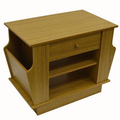 Watsons Companion Storage Side End Table With Magazine Rack Oak