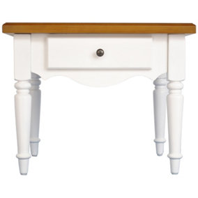 Watsons Country  Solid Wood Side  End  Bedside Table With Drawer  White  Pine