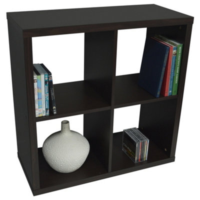 Watsons Cube  4 Cubby Square Display Shelves  Vinyl Lp Record Storage  Dark Oak