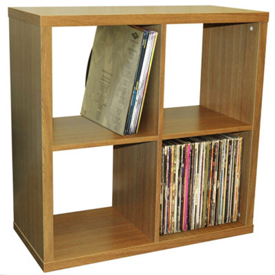 Watsons Cube  4 Cubby Square Display Shelves  Vinyl Lp Record Storage  Oak