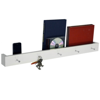 Watsons Ellis  Wall Mounted 80cm Floating 5 Coat Hook Shelf  Bathroom Storage  White