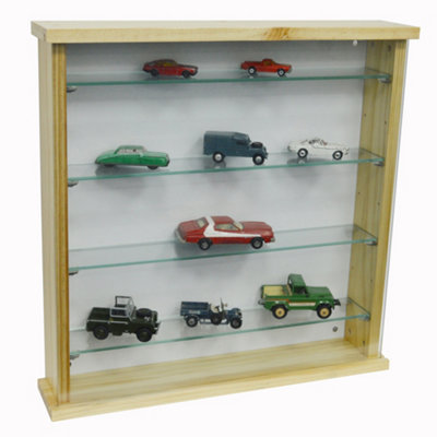 Watsons Exhibit Solid Wood 4 Shelf Glass Wall Display Cabinet Pine