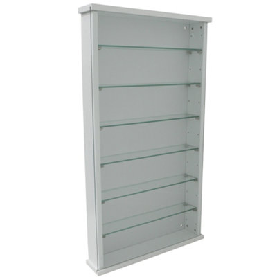 Watsons Exhibit Solid Wood 6 Shelf Glass Wall Display Cabinet White