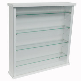 Watsons Exhibit Wood 4 Shelf Glass Wall Display Cabinet White