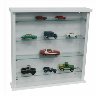 Watsons Exhibit Wood 4 Shelf Glass Wall Display Cabinet White