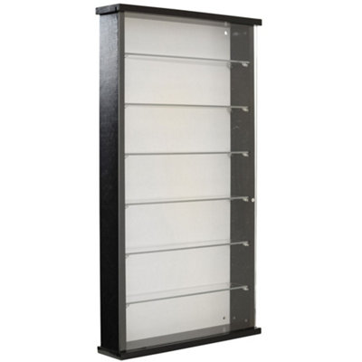 Watsons Exhibit Wood  6 Shelf Glass Wall Display Cabinet Black