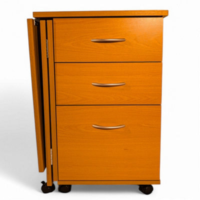 Watsons Flipp  3 Drawer Folding Office Storage Filing Desk  Workstation  Oak