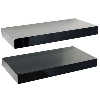 Watsons Gloss  Wall Mounted 40cm Floating Shelf  Pack Of Two  Black