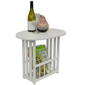 Watsons Haughton  Swivel Top Side  End Table With Storage Rack  White