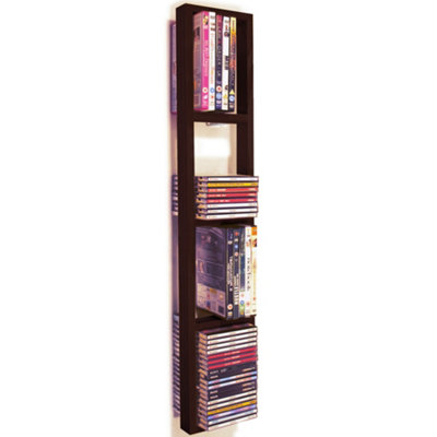 Watsons Iris  Wall Mounted 76 Cd  32 Dvds  Blu Ray Storage Frame Shelf  Brown