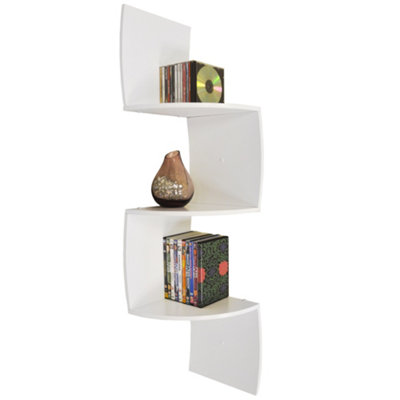 Watsons Karo Curved 113cm Wall Mounted Floating 3 Tier Corner Shelf ...